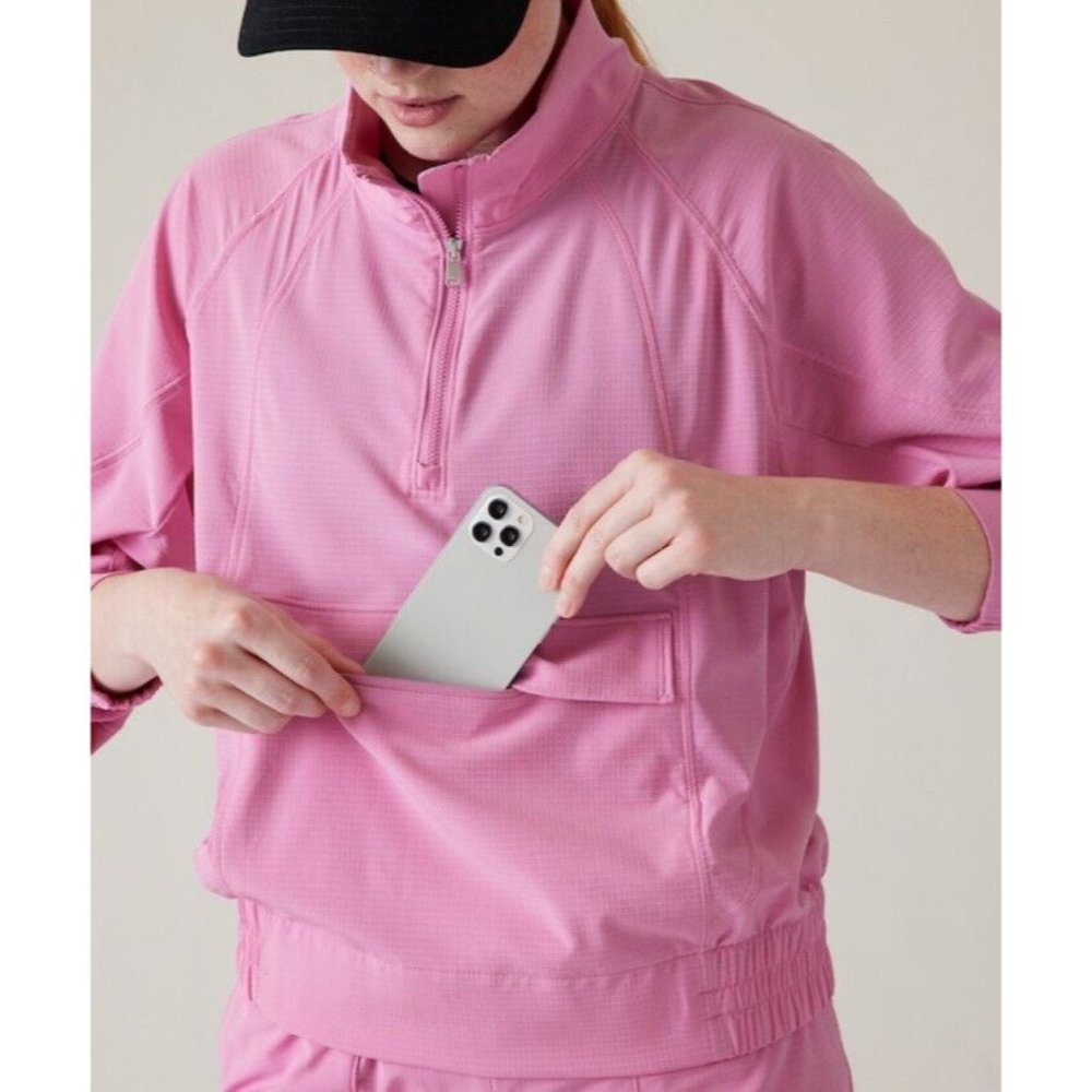 New Athleta S Boundless Popover Jacket Maritima Pink Size Small Pullover - Picture 3 of 6